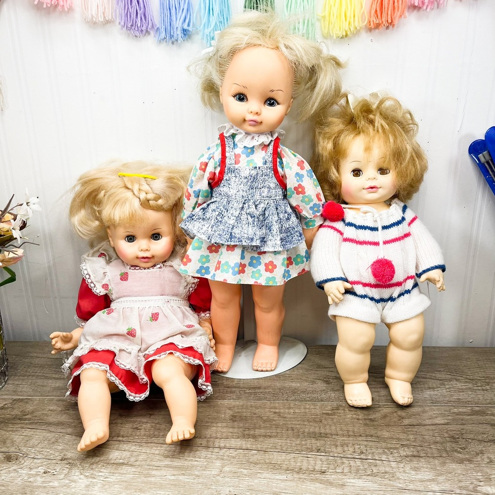 Vintage Horsman Dolls Inc Lot of 3 Blonde Baby Dolls 1960s 1970s Retro Toys